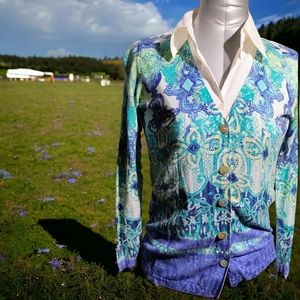CHICO'S | ✨ Teal & Blue Button Up Cardigan | EUC ✨ size S-M (CHICO's size 0)